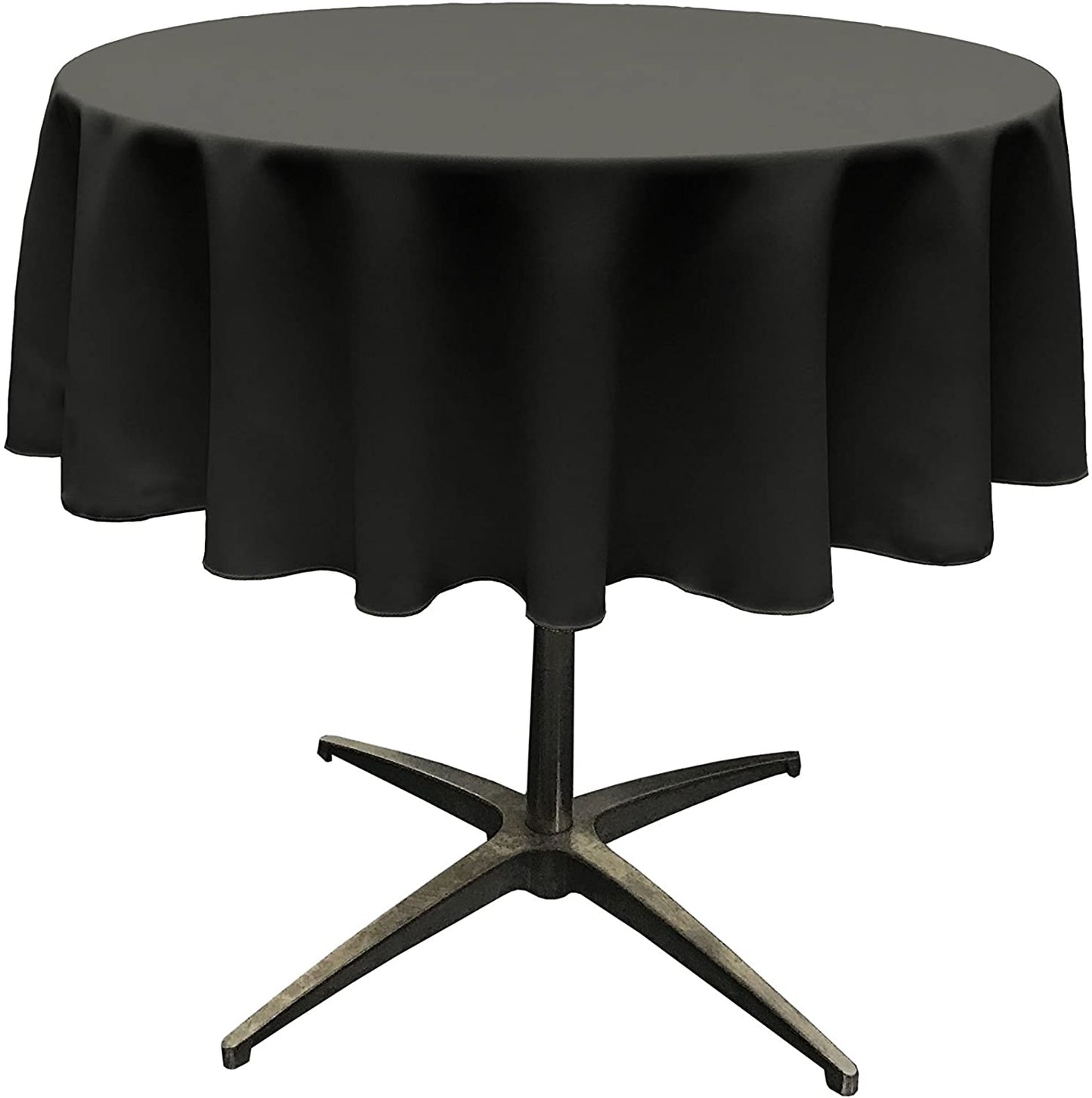 Polyester Poplin Washable Round Tablecloth, Stain and Wrinkle Resistant Table Cover Black