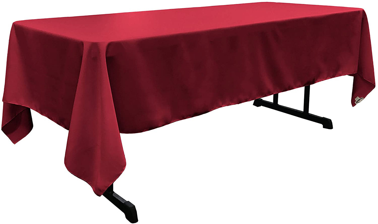 Polyester Poplin Washable Rectangular Tablecloth, Stain and Wrinkle Resistant Table Cover Fabric Table Cloth for Dinning, Kitchen, Party, Chamberry
