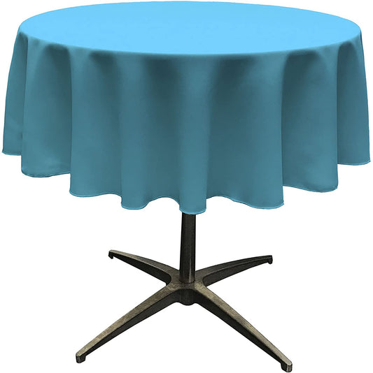 Polyester Poplin Washable Round Tablecloth, Stain and Wrinkle Resistant Table Cover Turquoise