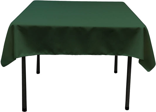 Polyester Poplin Washable Square Tablecloth, Stain and Wrinkle Resistant Table Cover Hunter Green
