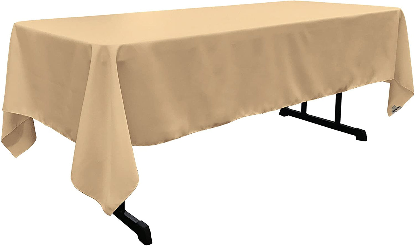 Polyester Poplin Washable Rectangular Tablecloth, Stain and Wrinkle Resistant Table Cover Fabric Table Cloth for Dinning, Kitchen, Party, Khaki