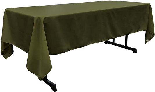 Polyester Poplin Washable Rectangular Tablecloth, Stain and Wrinkle Resistant Table Cover Fabric Table Cloth for Dinning, Kitchen, Party, Olive