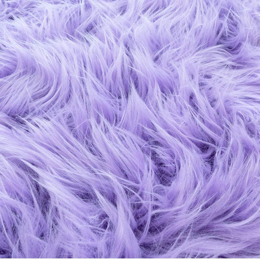 60" Wide Shaggy Faux Fur Fabric (Lilac, 1 Yard)