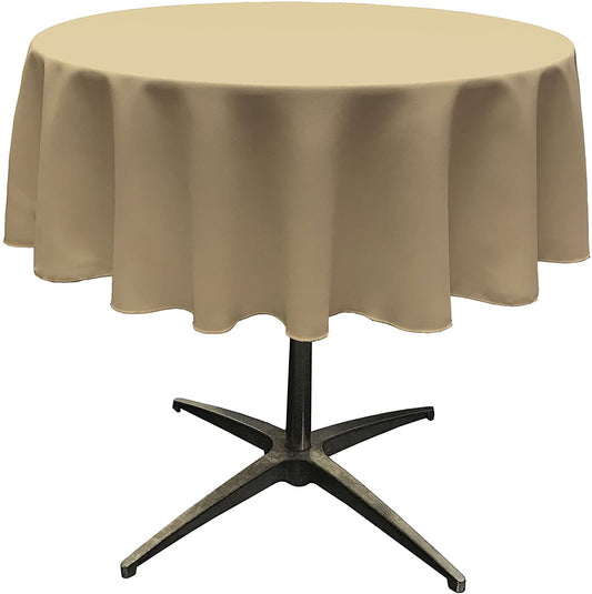 Polyester Poplin Washable Round Tablecloth, Stain and Wrinkle Resistant Table Cover Taupe