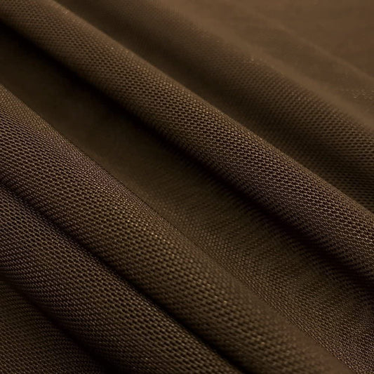 Solid Stretch Power Mesh Fabric Nylon Spandex (1 Yard, Brown)