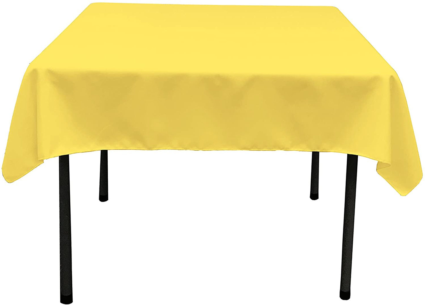 Polyester Poplin Washable Square Tablecloth, Stain and Wrinkle Resistant Table Cover Lt Yellow
