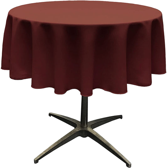 Polyester Poplin Washable Round Tablecloth, Stain and Wrinkle Resistant Table Cover Burgundy
