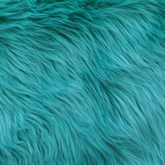 60" Wide Shaggy Faux Fur Fabric (Turquoise, 1 Yard)
