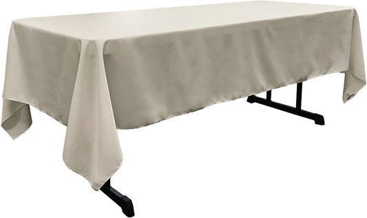 Polyester Poplin Washable Rectangular Tablecloth, Stain and Wrinkle Resistant Table Cover Fabric Table Cloth for Dinning, Kitchen, Party, Silver