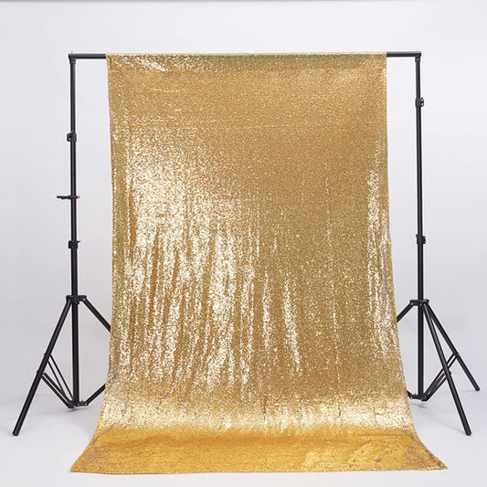 Mini Glitz Sequins Backdrop Drape Curtain for Photo Booth Background, 1 Panel (Gold, 4 Feet Wide x 9 Feet Long)