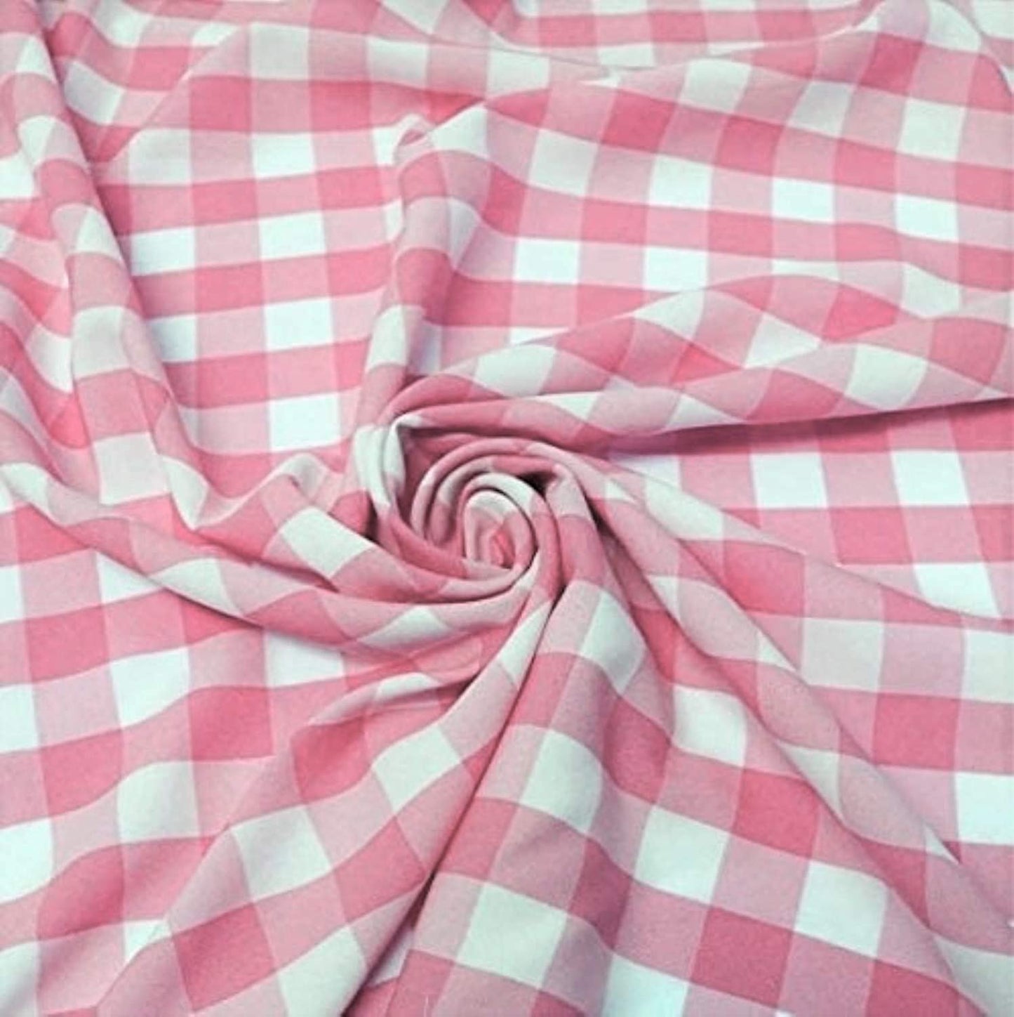 58/59" Wide 100% Polyester Poplin Gingham Checkered Fabric (Light Pink, 1 Yard)