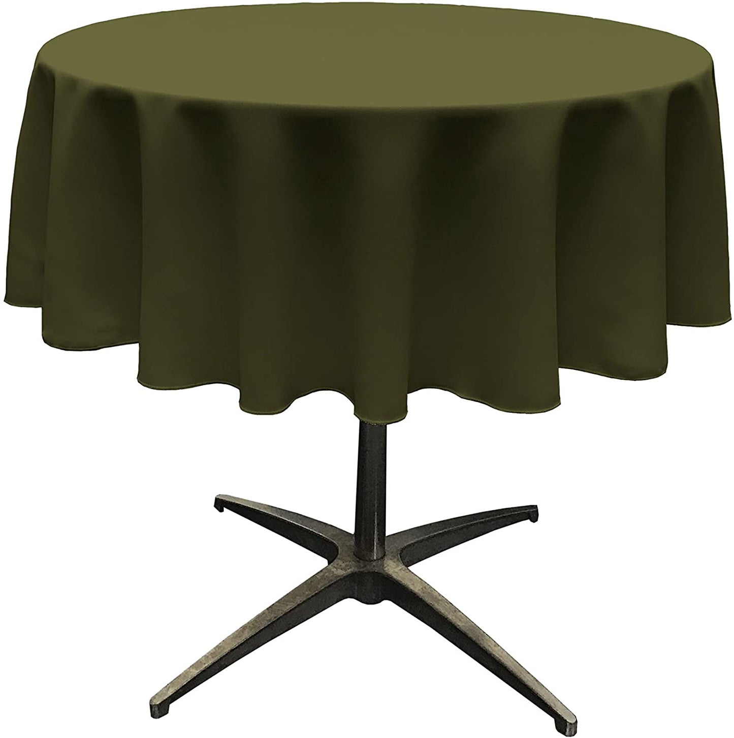 Polyester Poplin Washable Round Tablecloth, Stain and Wrinkle Resistant Table Cover Olive