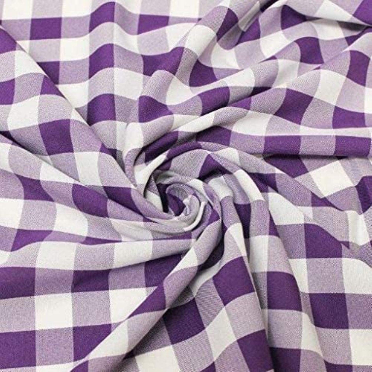 58/59" Wide 100% Polyester Poplin Gingham Checkered Fabric (Purple, 1 Yard)