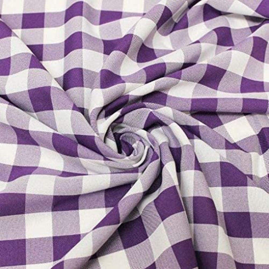 58/59" Wide 100% Polyester Poplin Gingham Checkered Fabric (Purple, 1 Yard)