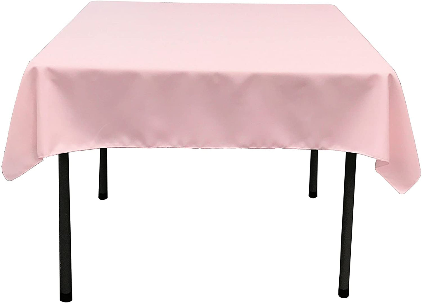 Polyester Poplin Washable Square Tablecloth, Stain and Wrinkle Resistant Table Cover Pink