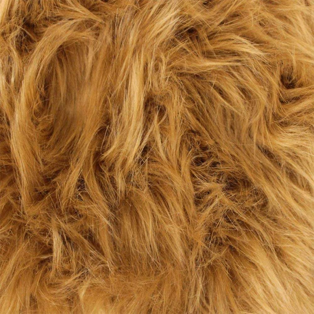 60" Wide Shaggy Faux Fur Fabric (Camel, 1 Yard)
