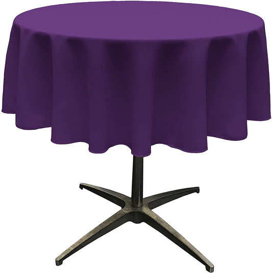 Polyester Poplin Washable Round Tablecloth, Stain and Wrinkle Resistant Table Cover Purple