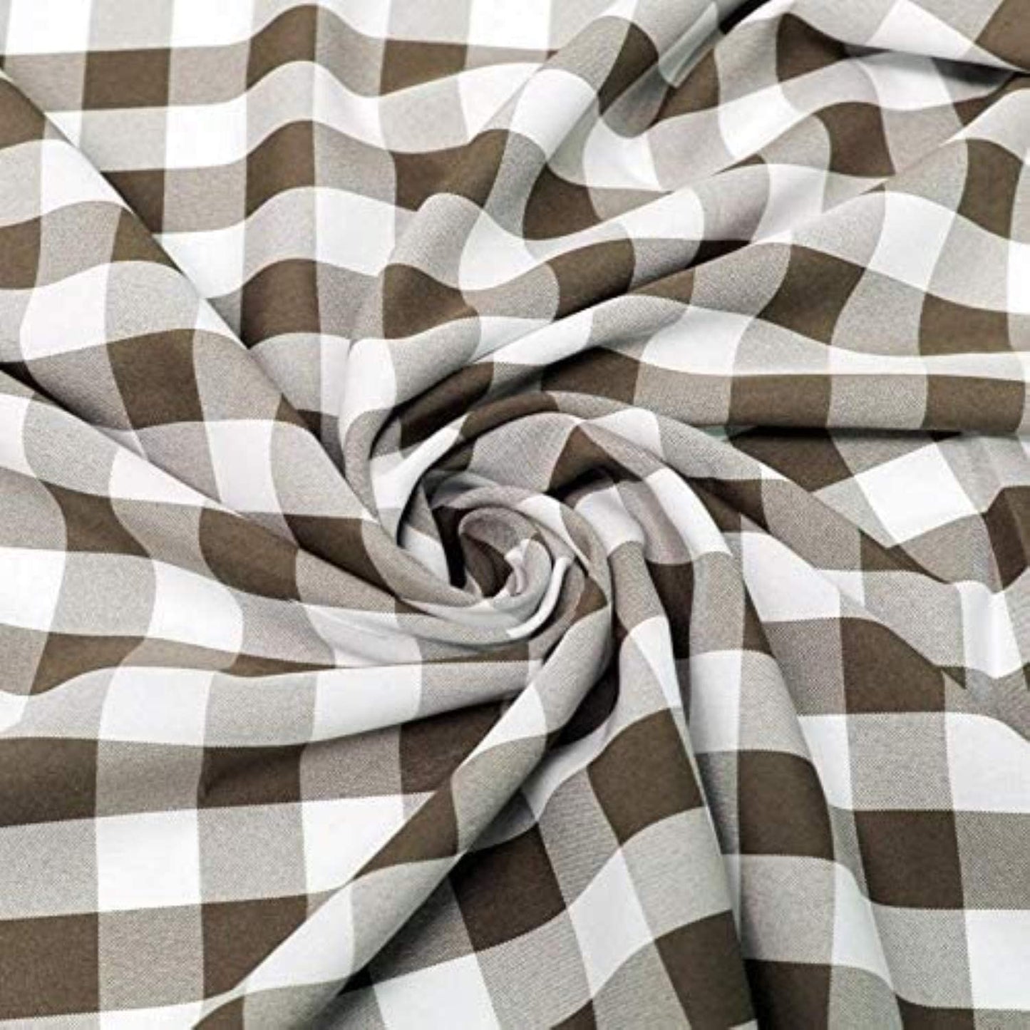 58/59" Wide 100% Polyester Poplin Gingham Checkered Fabric (Brown, 1 Yard)