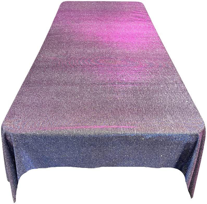 Full Covered Glitter Shimmer on Fabric Tablecloth - Wedding Party Decoration Rectangular, Moon Shadow)