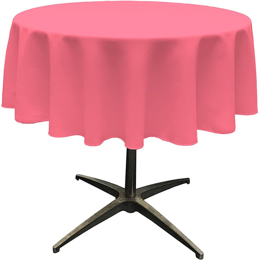 Polyester Poplin Washable Round Tablecloth, Stain and Wrinkle Resistant Table Cover Hot Pink