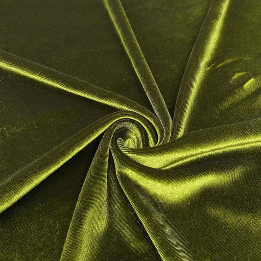 Spandex Stretch Velvet Fabric (Olive, 1 Yard)