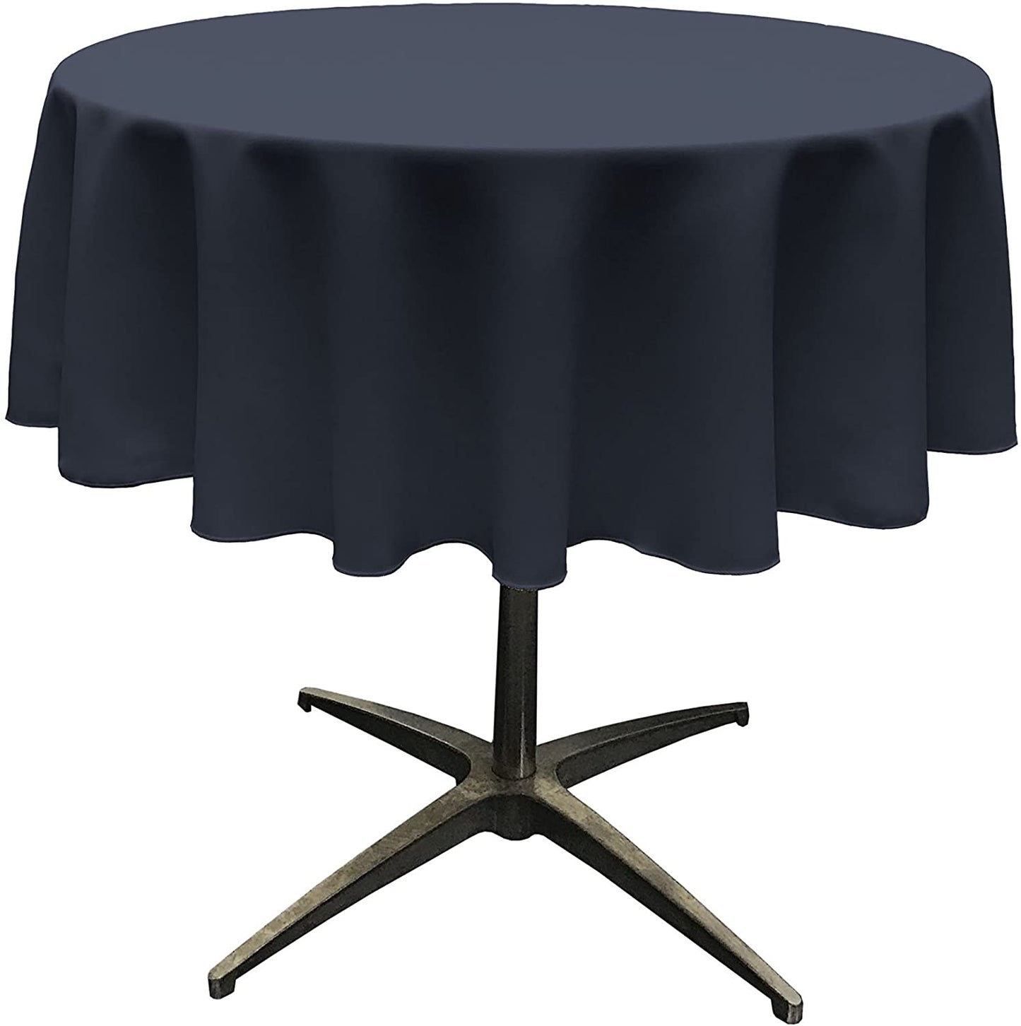 Polyester Poplin Washable Round Tablecloth, Stain and Wrinkle Resistant Table Cover Navy
