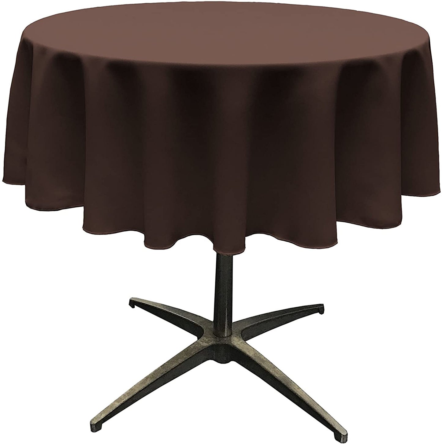 Polyester Poplin Washable Round Tablecloth, Stain and Wrinkle Resistant Table Cover Brown