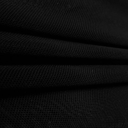 Solid Stretch Power Mesh Fabric Nylon Spandex (1 Yard, Black)