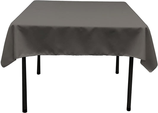 Polyester Poplin Washable Square Tablecloth, Stain and Wrinkle Resistant Table Cover Charcoal