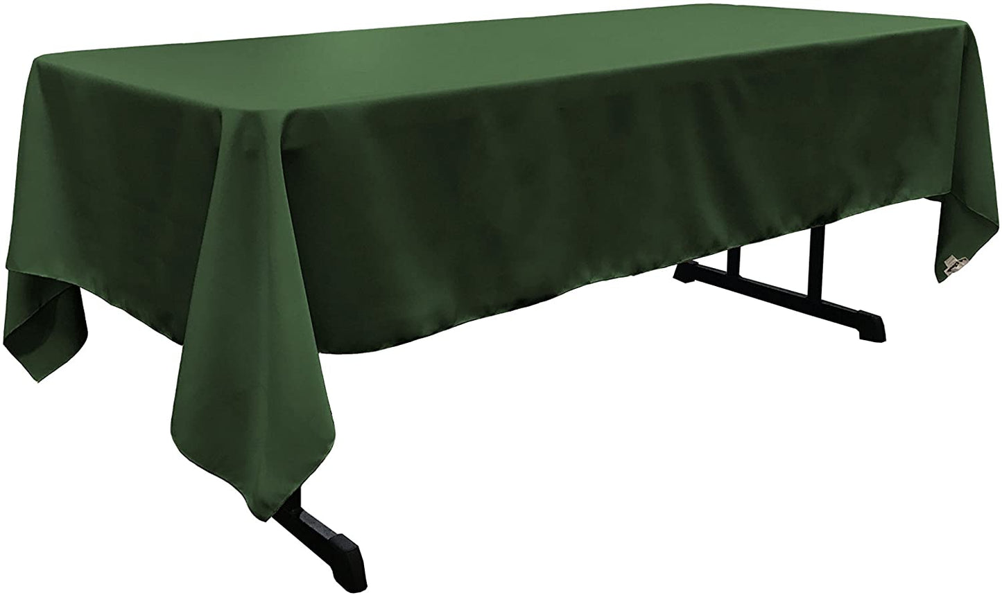 Polyester Poplin Washable Rectangular Tablecloth, Stain and Wrinkle Resistant Table Cover Fabric Table Cloth for Dinning, Kitchen, Party, Hunter Green