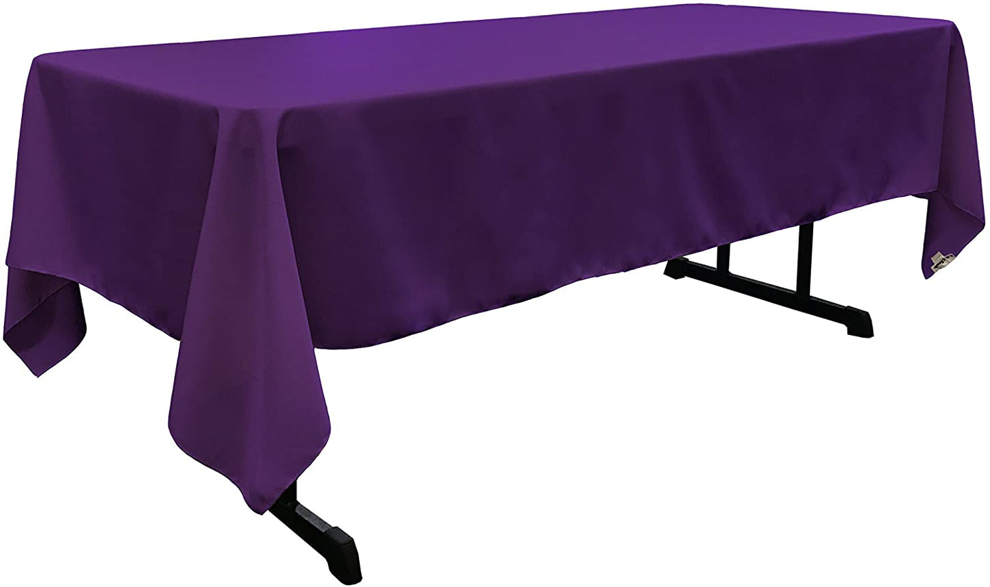 Polyester Poplin Washable Rectangular Tablecloth, Stain and Wrinkle Resistant Table Cover Fabric Table Cloth for Dinning, Kitchen, Party, Purple