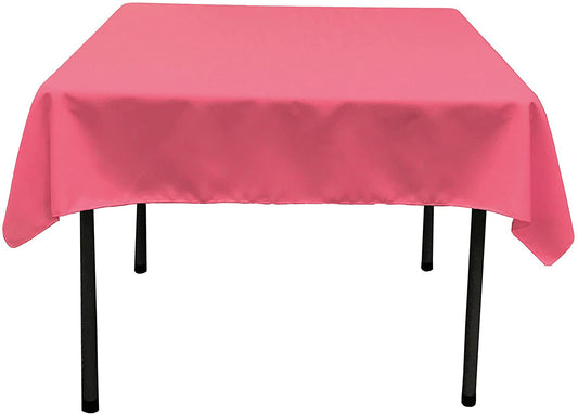 Polyester Poplin Washable Square Tablecloth, Stain and Wrinkle Resistant Table Cover Hot Pink