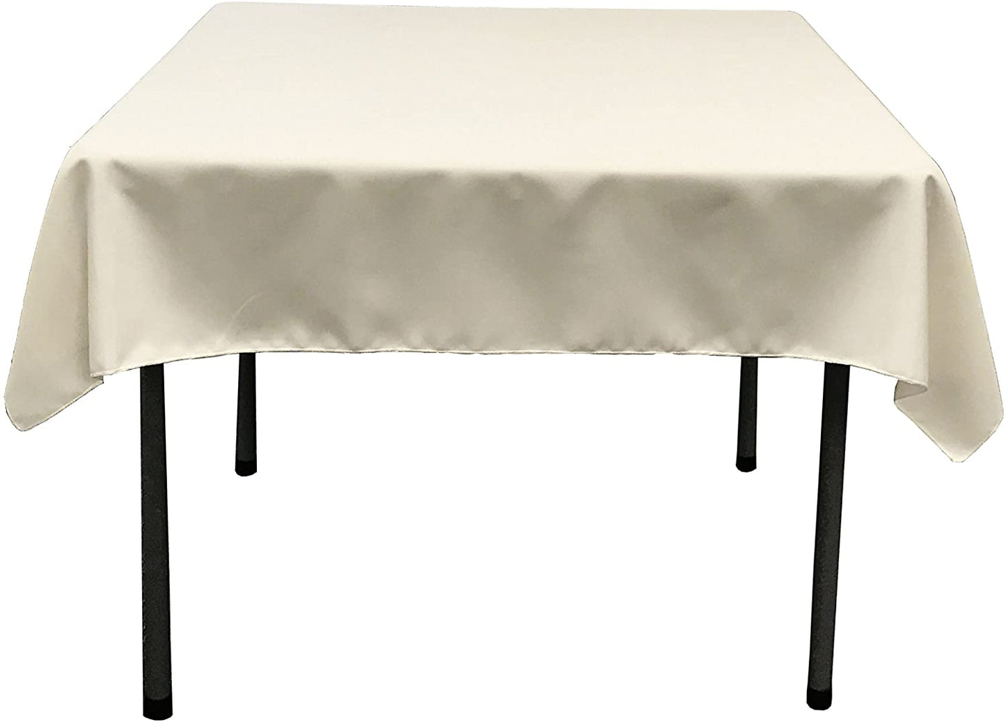 Polyester Poplin Washable Square Tablecloth, Stain and Wrinkle Resistant Table Cover Ivory