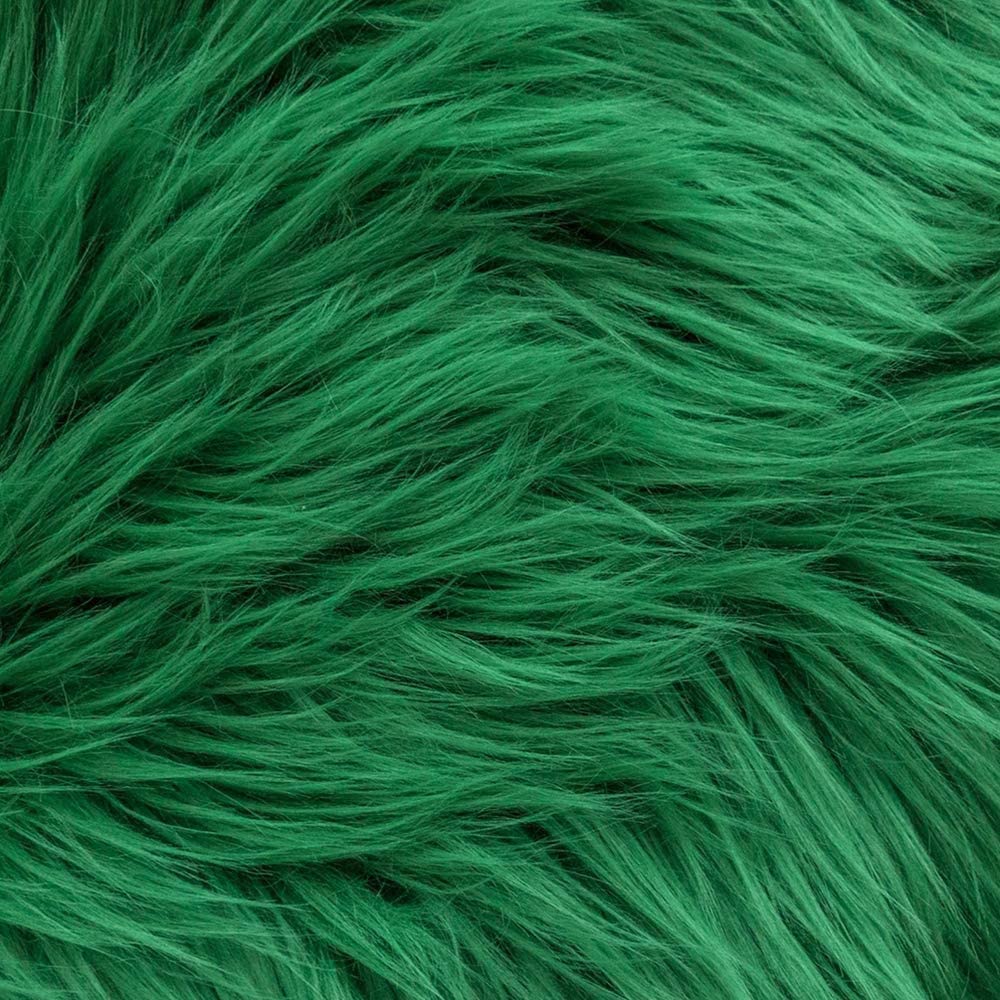 60" Wide Shaggy Faux Fur Fabric (Kelly Green, 1 Yard)