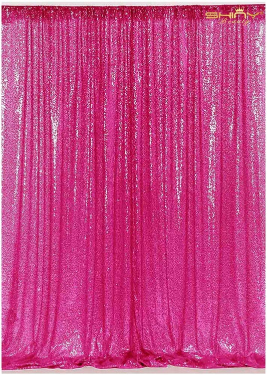 Mini Glitz Sequins Backdrop Drape Curtain for Photo Booth Background, 1 Panel (Fuchsia, 4 Feet Wide x 9 Feet Long)