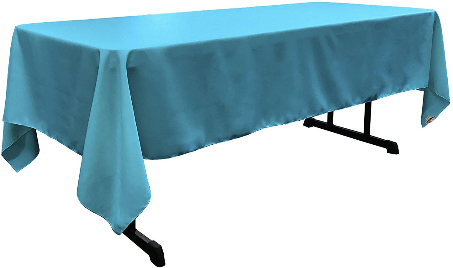 Polyester Poplin Washable Rectangular Tablecloth, Stain and Wrinkle Resistant Table Cover Fabric Table Cloth for Dinning, Kitchen, Party, Turquoise