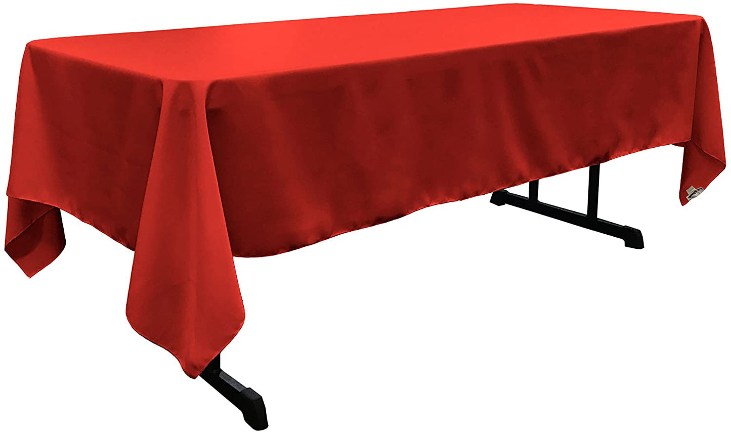 Polyester Poplin Washable Rectangular Tablecloth, Stain and Wrinkle Resistant Table Cover Fabric Table Cloth for Dinning, Kitchen, Party, Red