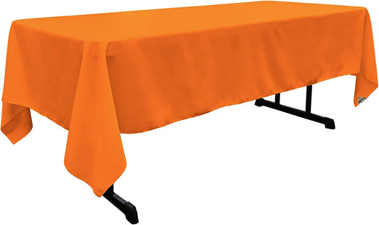 Polyester Poplin Washable Rectangular Tablecloth, Stain and Wrinkle Resistant Table Cover Fabric Table Cloth for Dinning, Kitchen, Party, Orange