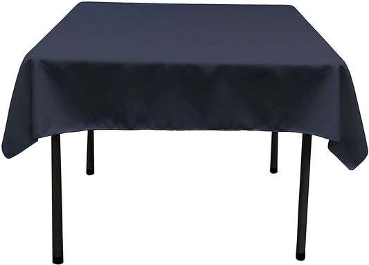 Polyester Poplin Washable Square Tablecloth, Stain and Wrinkle Resistant Table Cover Navy