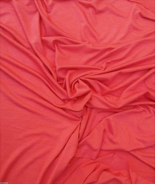 58/60" Wide, 95% Cotton 5% Spandex, Cotton Jersey Spandex Knit Blend, 4 Way Stretch Fabric (Coral, 1 Yard)