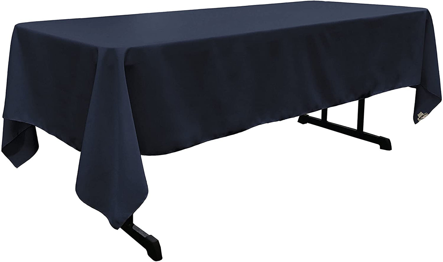 Polyester Poplin Washable Rectangular Tablecloth, Stain and Wrinkle Resistant Table Cover Fabric Table Cloth for Dinning, Kitchen, Party, Navy