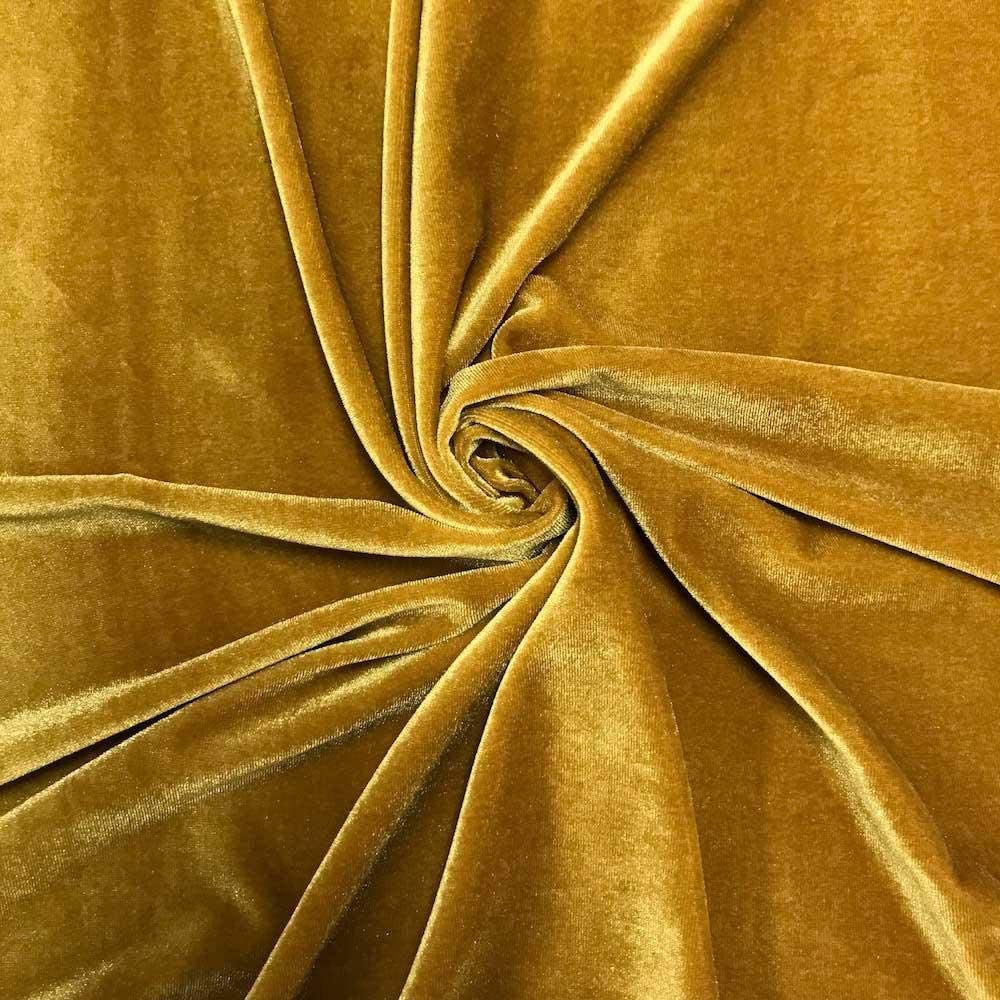 Spandex Stretch Velvet Fabric (Gold, 1 Yard)