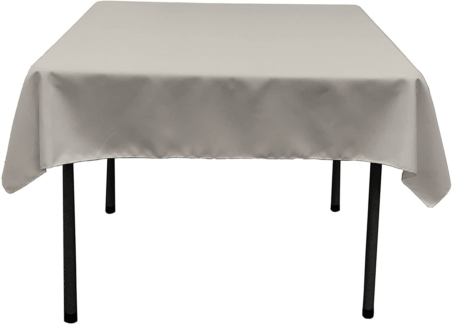 Polyester Poplin Washable Square Tablecloth, Stain and Wrinkle Resistant Table Cover Silver