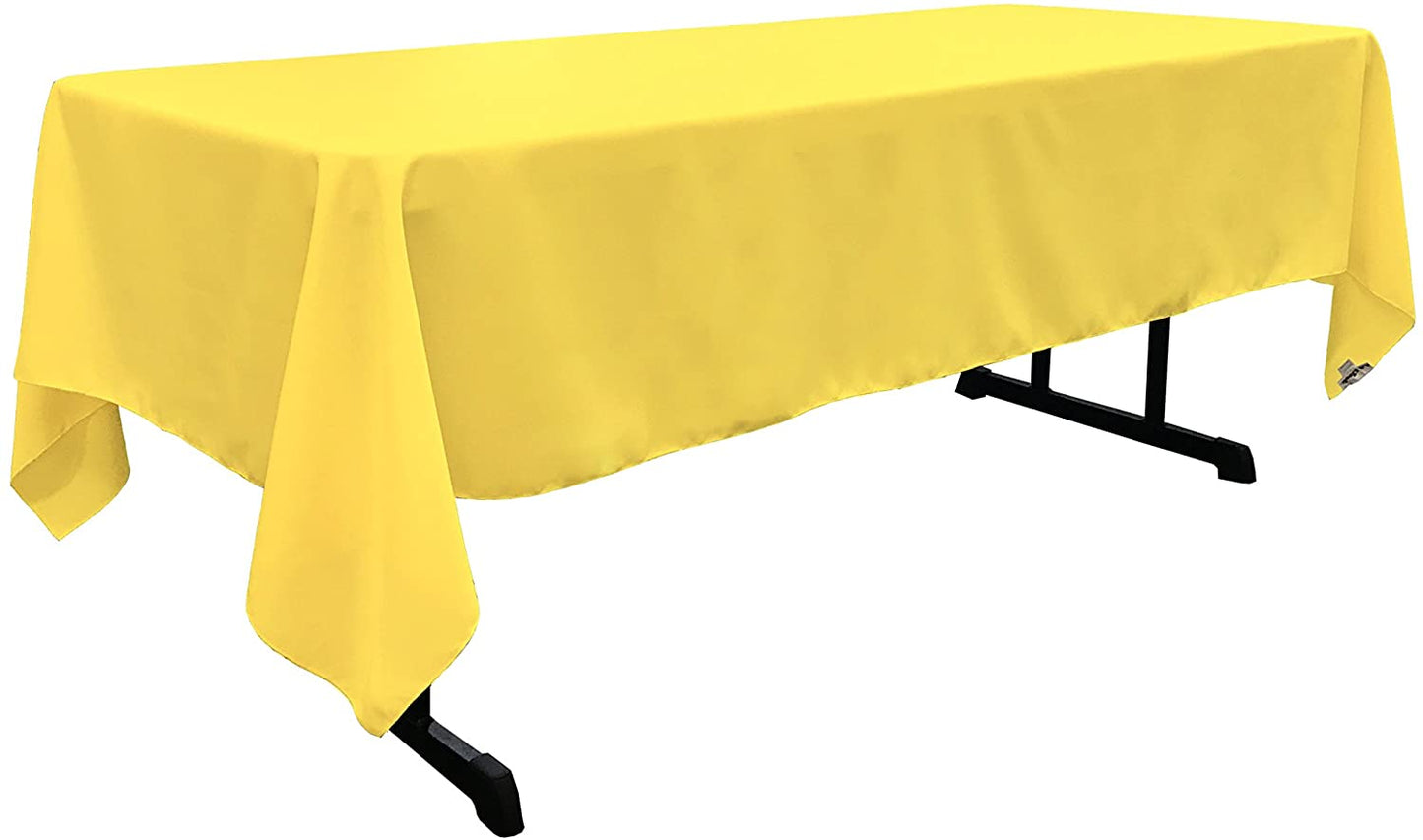 Polyester Poplin Washable Rectangular Tablecloth, Stain and Wrinkle Resistant Table Cover Fabric Table Cloth for Dinning, Kitchen, Party, Lt Yellow