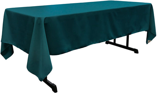 Polyester Poplin Washable Rectangular Tablecloth, Stain and Wrinkle Resistant Table Cover Fabric Table Cloth for Dinning, Kitchen, Party, Teal