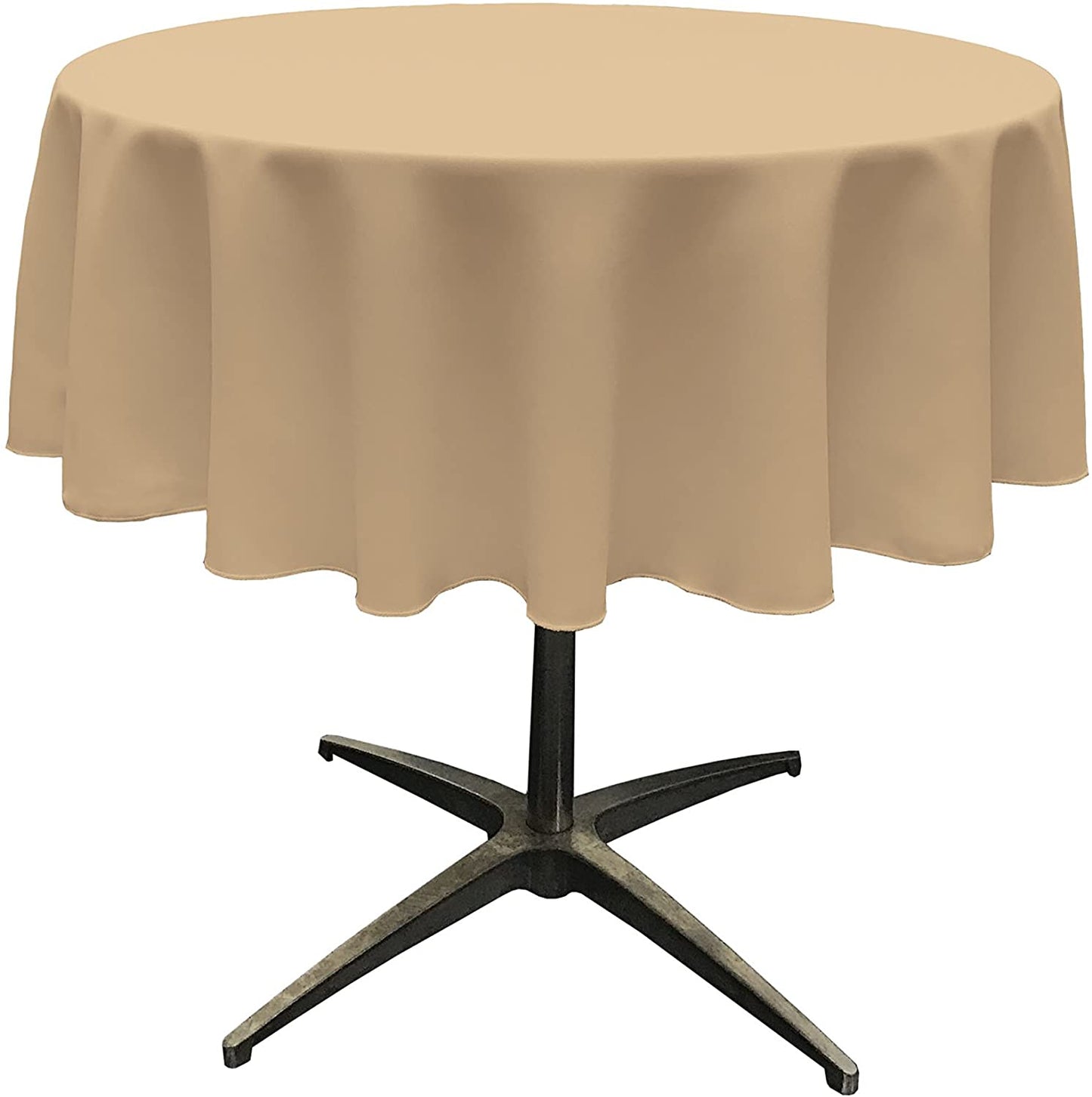 Polyester Poplin Washable Round Tablecloth, Stain and Wrinkle Resistant Table Cover Khaki