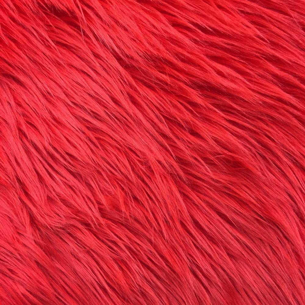 60" Wide Shaggy Faux Fur Fabric (Red, 1 Yard)