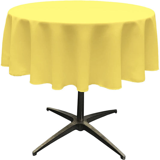 Polyester Poplin Washable Round Tablecloth, Stain and Wrinkle Resistant Table Cover Lt Yellow