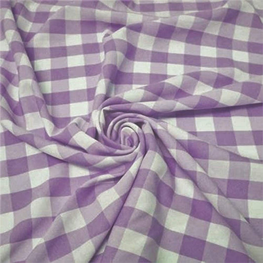 58/59" Wide 100% Polyester Poplin Gingham Checkered Fabric (Lilac, 1 Yard)