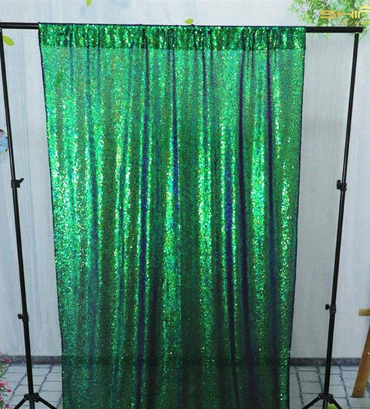 Mini Glitz Sequins Backdrop Drape Curtain for Photo Booth Background, 1 Panel (Iridescent Peacock, 4 Feet Wide x 9 Feet Long)